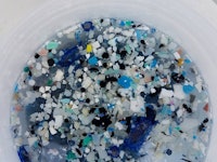 The latest ocean garbage patch in blue and white colors