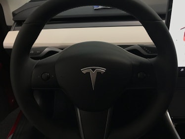 The Tesla Model 3's white interior.