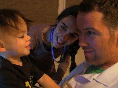 Steve Gleason with his wife and son