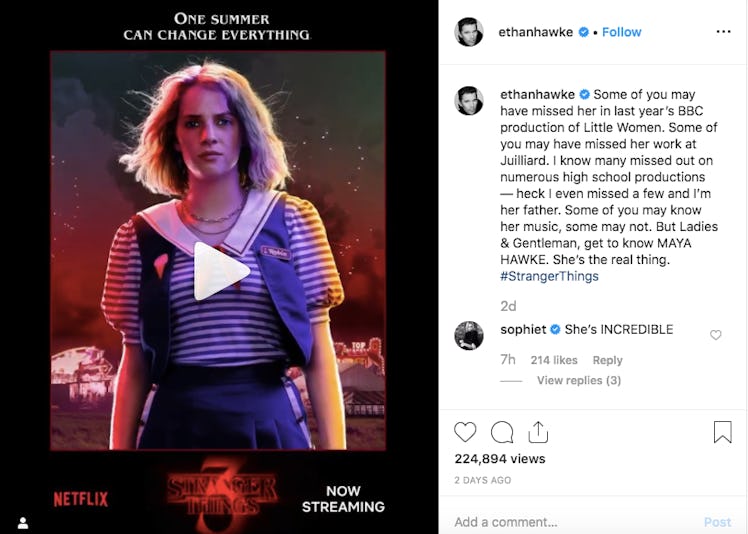 Instagram Ethan Hawke Maya Hawke Stranger Things