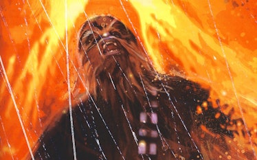 Chewbacca died in the novel 'Vector Prime' but it was also depicted in several Dark Horse Comics