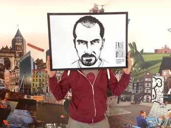 Examples of the Dutch #FREEBASSEL campaign. Pictures were taken in Amsterdam, Haarlem and Utrecht. >...