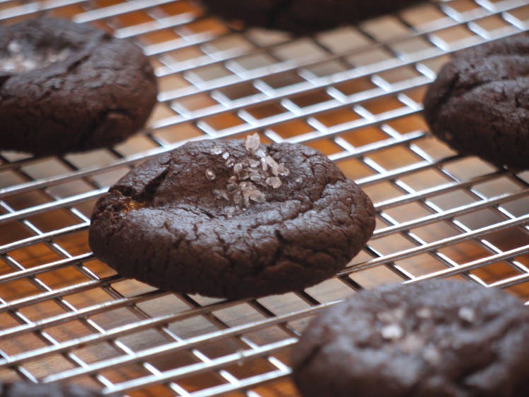 Chocolate Caramel Cookies with Sea Salt