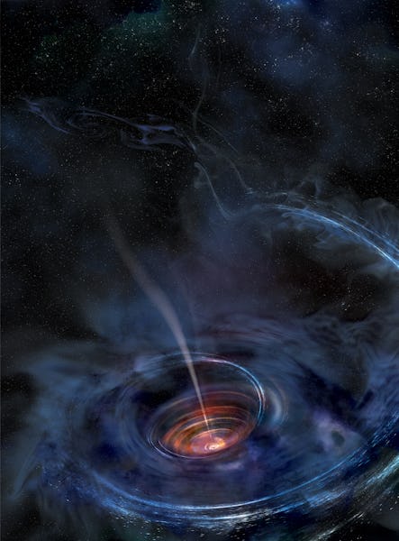 NASA's shot of stellar debris/stardust falling towards a black hole
