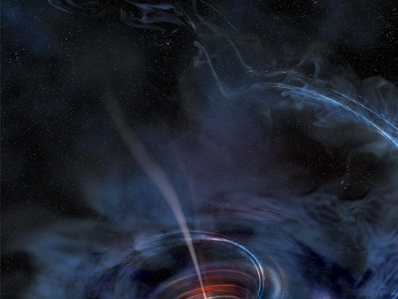 NASA's shot of stellar debris/stardust falling towards a black hole