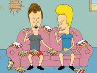 Beavis and Butt-Head sitting on a couch