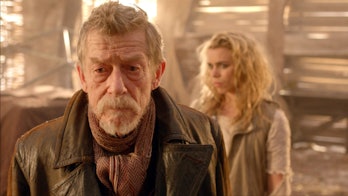 The War Doctor (John Hurt) and a physical manifestation of a weapon called The Moment, taking the fo...