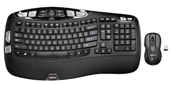 Logitech MK550 Wireless Wave Keyboard and Mouse Combo — Includes Keyboard and Mouse, Long Battery Li...
