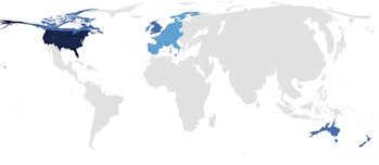 Map of nations covered by psychological studies