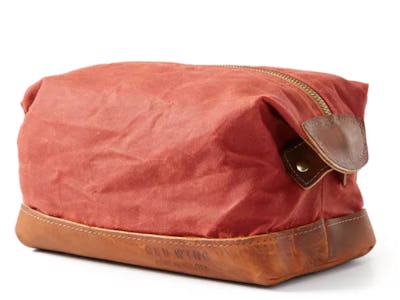 A red bag made out of skin
