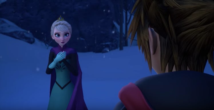 Sora encounters Elsa from 'Frozen' in 'Kingdom Hearts III'.