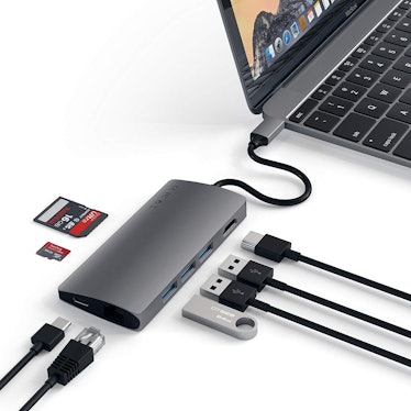 Satechi Aluminum Multi-Port Adapter V2-4K HDMI (30Hz), Gigabit Ethernet, USB-C Pass-Through, SD/Micr...