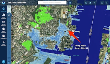trump plaza jersey city sea level rise projection map