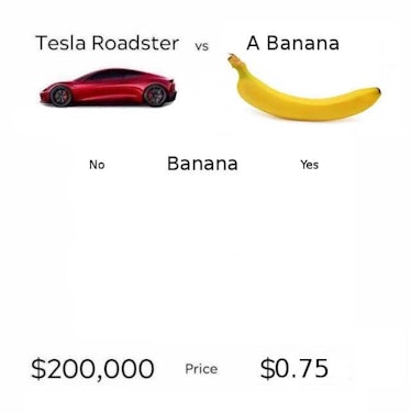 Tesla Roadster vs Banana.