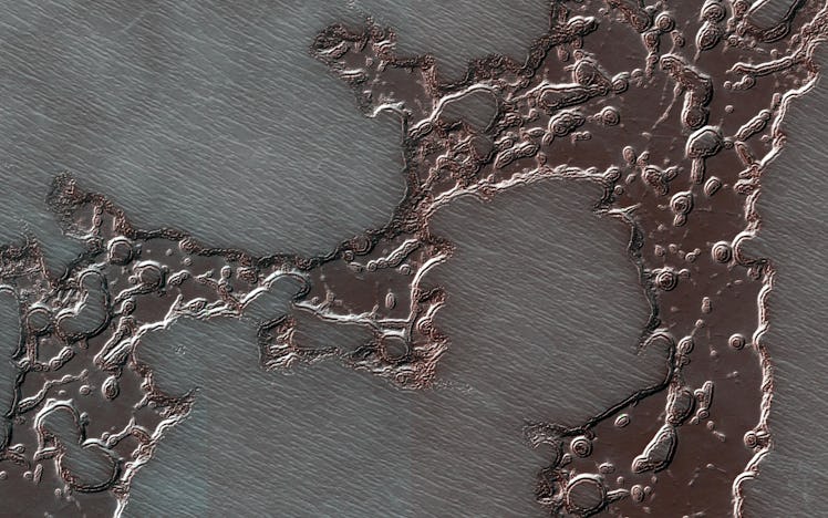 A mesa of frozen carbon dioxide at Mars’ south pole.