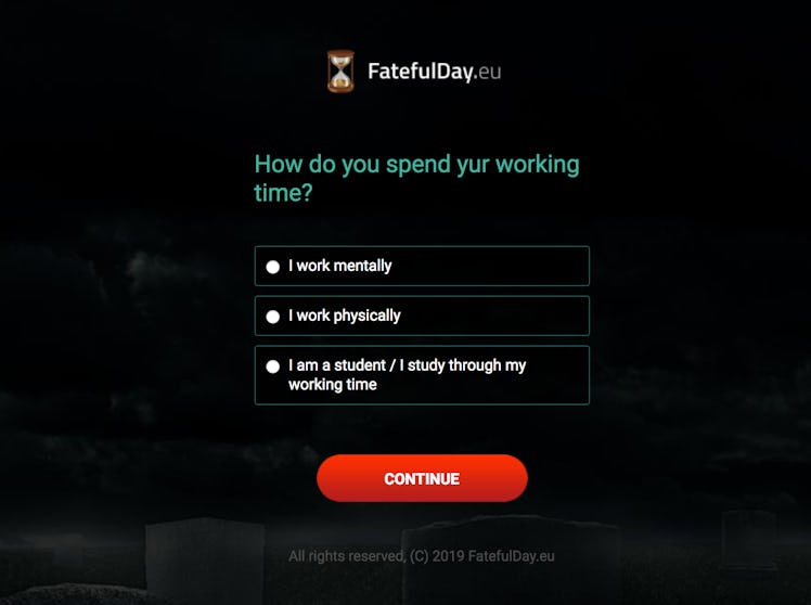 "How do you spend yur working time?" survey question on "FatefulDay.eu"