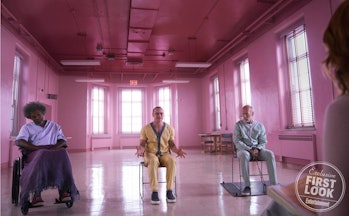 Samuel L. Jackson, James McAvoy, and Bruce Willis in 'Glass'.