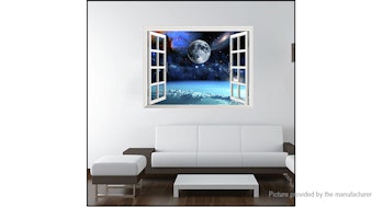3D Universe Space Window Styled Removable Wall Sticker Home Decor