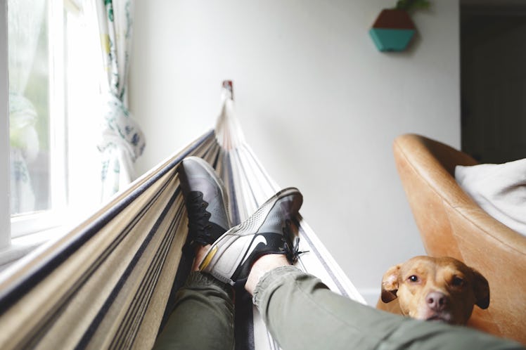 Relaxing in a hammock