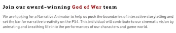 god of war ps5 job listing sms