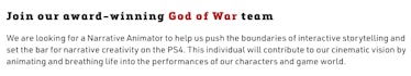 god of war ps5 job listing sms