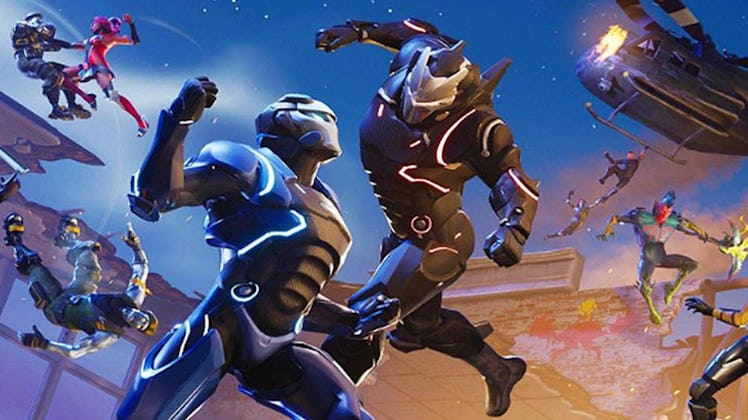 One of the loading screens in 'Fortnite' shows Carbide and Omega fighting.