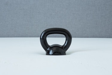 The same 20-pound kettlebell as pictured above on the Leesa, sinking into the Tuft & Needle.