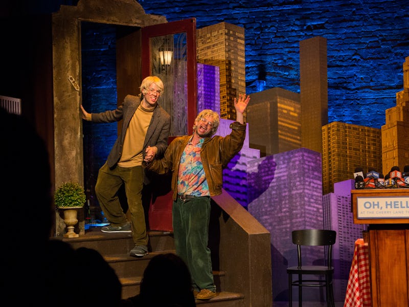 Nick Kroll and John Mulaney as Gil Faizon and St. Geegland on stage