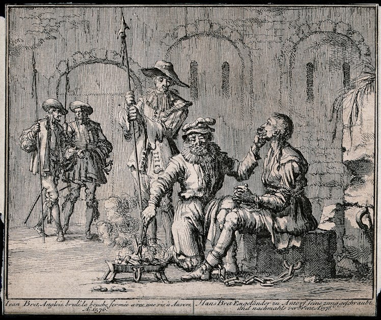 The torture of Hans Bret, an Englishman captured in Antwerp in 1576