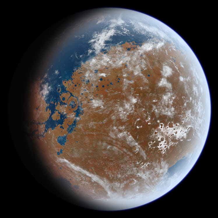 What an ancient Mars teeming with water may have looked like.