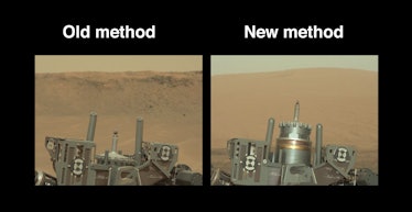 Curiosity's former and current drill mechanism.