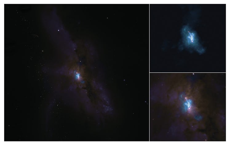 The ALMA image on top and the Hubble image on the bottom.