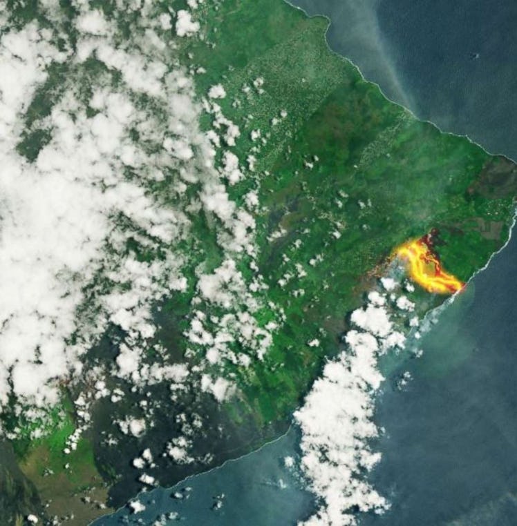 Satellite image of lava from Kilauea Volcano