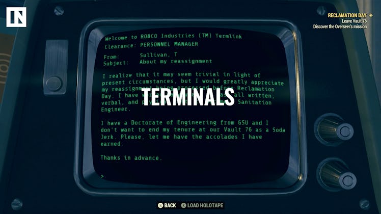 Terminal in "Fallout 76" 