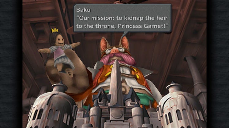 Baku informs the player about the opening mission to kidnap the princess.