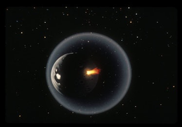 Illustration of a shot in the middle of space 