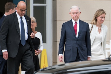 U.S. Attorney General Jeff Sessions exits the National Advocacy Center on June 7, 2017 in Columbia, ...
