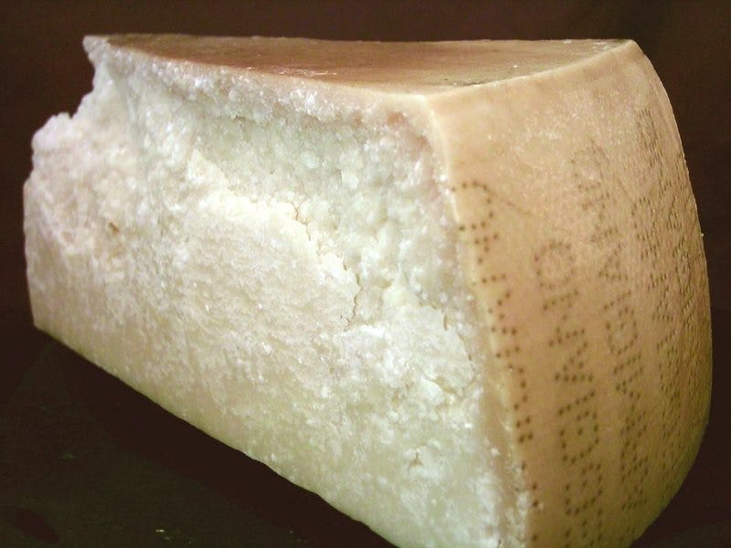 A piece of parmesan cheese