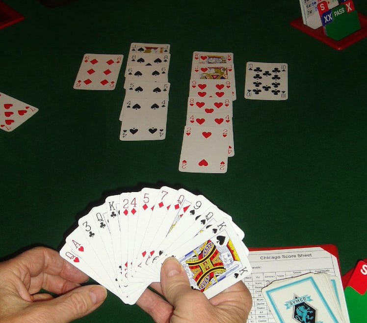Bridge playing card game is complex to master.