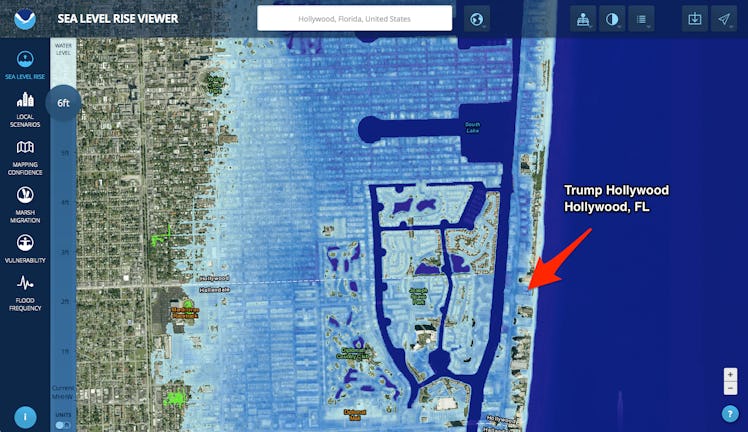 trump hollywood florida sea level rise map