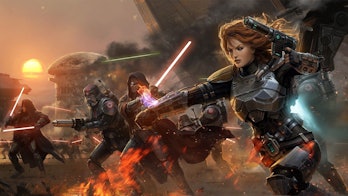 Promotional art for 'Star Wars: The Old Republic' an MMO sequel to 'Knights of the Old Republic'.
