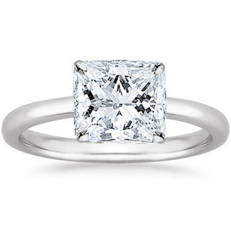 4K White Gold Princess Cut Solitaire Diamond Engagement Ring