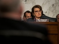 Democratic senator Dianne Feinstein giving a speech about encryption