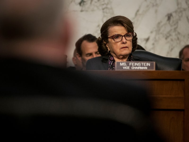 Democratic senator Dianne Feinstein giving a speech about encryption