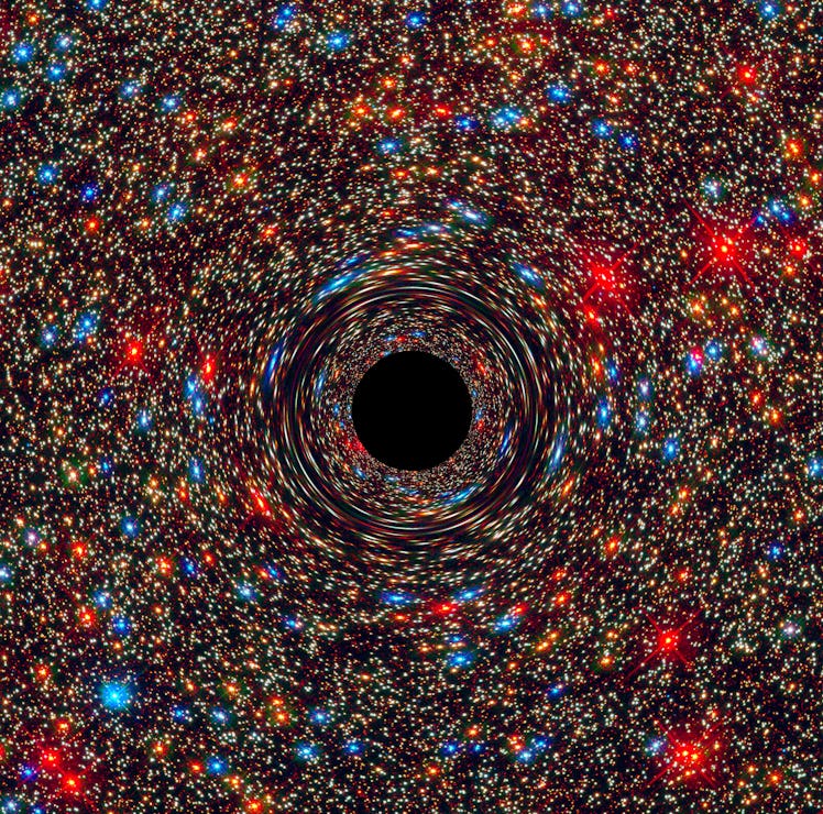 Computer-simulated image of a black hole.