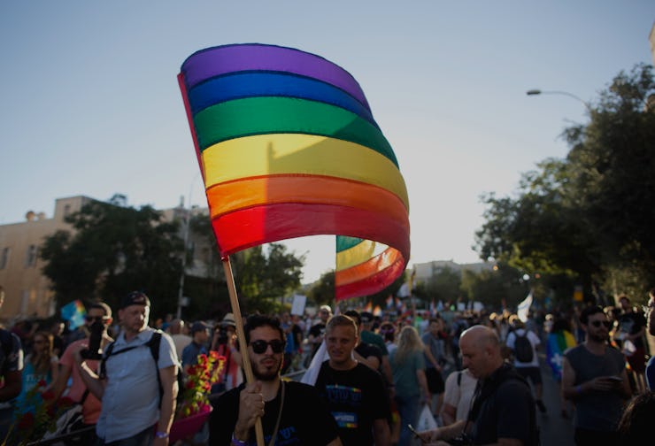 LGBT flag being waved at demonstrations