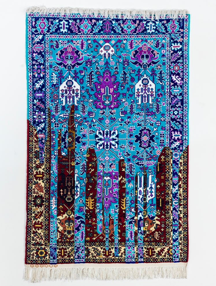 Faig Ahmed's "Destabilization" blue psychedelic carpet