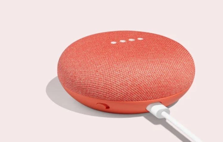Red Google home mini smart speaker