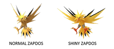Normal Zapdos and Shiny Zapdos Pokemon GO
