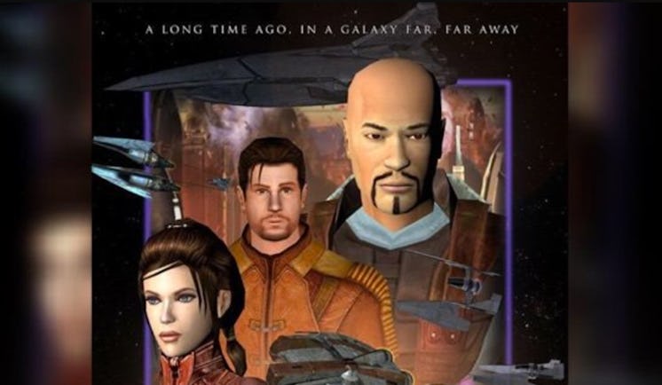 Logan, aka Revan, appears at the top-right alongside canon characters Carth Onasi (middle) and Basti...